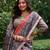 Rust madhubani printed tussar silk blend saree ceremonial saree