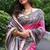 Pink madhubani printed tussar silk blend saree ceremonial saree