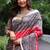 Red madhubani printed tussar silk blend saree ceremonial saree