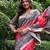 Red madhubani printed tussar silk blend saree ceremonial saree