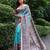 Blue madhubani printed tussar silk blend saree ceremonial saree