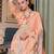 Peach georgette smart floral printed saree with pearl lace border