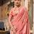 Orange georgette smart floral printed saree with pearl lace border
