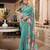 Green georgette smart floral printed saree with pearl lace border