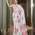 White georgette smart floral printed saree with pearl lace border