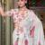 White georgette smart floral printed saree with pearl lace border