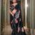 Black georgette smart floral printed saree with pearl lace border