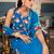 Firozi georgette smart floral printed saree with pearl lace border