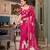 Pink georgette smart floral printed saree with pearl lace border