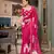 Pink georgette smart floral printed saree with pearl lace border