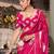 Pink georgette smart floral printed saree with pearl lace border