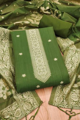Mehendi jamdani banarasi dress material