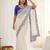 White crunchy silk blend partywear bollywood style glamorous saree