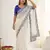 White crunchy silk blend partywear bollywood style glamorous saree