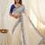 White crunchy silk blend partywear bollywood style glamorous saree