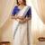 White crunchy silk blend partywear bollywood style glamorous saree