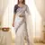 White crunchy silk blend partywear bollywood style glamorous saree