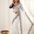 White crunchy silk blend partywear bollywood style glamorous saree
