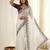 White crunchy silk blend partywear bollywood style glamorous saree