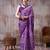 Purple satin silk blend floral printed stylish partywear saree