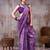 Purple satin silk blend floral printed stylish partywear saree