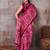 Burgundy satin silk blend floral printed stylish partywear saree