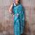 Firozi satin silk blend floral printed stylish partywear saree