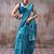 Firozi satin silk blend floral printed stylish partywear saree