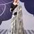 Black satin silk blend floral printed stylish partywear saree