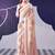 Peach satin silk blend floral printed stylish partywear saree