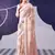 Peach satin silk blend floral printed stylish partywear saree
