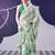 Green satin silk blend floral printed stylish partywear saree