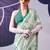 Green satin silk blend floral printed stylish partywear saree