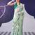 Green satin silk blend floral printed stylish partywear saree