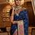 Blue virana silk blend heavy woven saree with elegant swarovski work