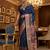 Blue virana silk blend heavy woven saree with elegant swarovski work