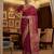 Maroon virana silk blend heavy woven saree with elegant swarovski work