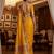 Yellow virana silk blend heavy woven saree with elegant swarovski work