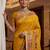 Yellow virana silk blend heavy woven saree with elegant swarovski work