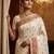 Off white virana silk blend heavy woven saree with elegant swarovski work