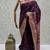 Wine virana silk blend heavy woven saree with elegant swarovski work