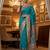 Teal blue virana silk blend heavy woven saree with elegant swarovski work