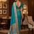 Teal blue virana silk blend heavy woven saree with elegant swarovski work