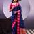 Navy blue poly cotton weaving zari graceful traditional saree