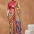 Mustard silk blend floral printed girlie rich looks fancy saree