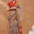 Grey silk blend floral printed girlie rich looks fancy saree