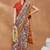Grey silk blend floral printed girlie rich looks fancy saree