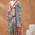 Turquoise silk blend floral printed girlie rich looks fancy saree