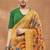 Mustard silk blend floral printed girlie rich looks fancy saree