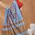 Blue silk blend floral printed girlie rich looks fancy saree